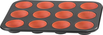 Forma na muffiny (12 ks) – MagicHome, plechová so silikónovými vložkami, 35 x 26,5 x 3 cm