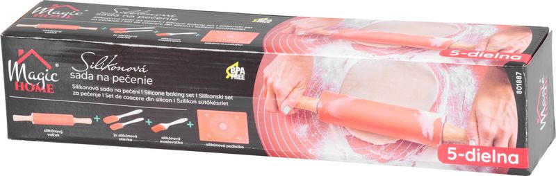 Silikónová sada na pečenie (5 ks) – MagicHome, (maslovačka, 2x stierka, valček, podložka) – Obrázok 4