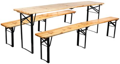 Drevený pivný set — DORTMUND Max3 Slim, stôl 220x50x76,5 cm, 2x lavica 220x25x46,5 cm, drevo 27 mm