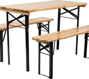 Drevený pivný set — DORTMUND Mini3, stôl 117x56x76,5 cm, 2x lavica 117x25x46,5 cm, drevo 27 mm