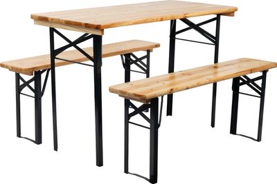 Drevený pivný set — DORTMUND Mini3, stôl 117x56x76,5 cm, 2x lavica 117x25x46,5 cm, drevo 27 mm