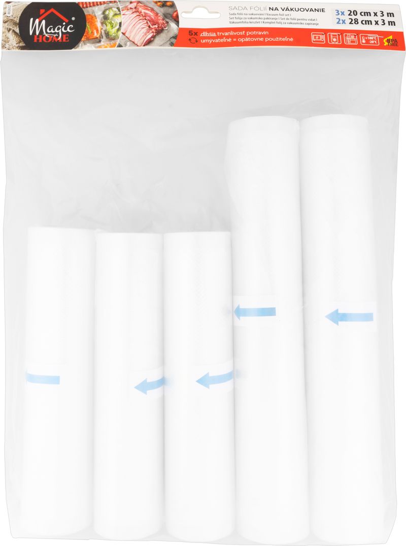 Vákuová fólia – MagicHome, pre vákuovačky, sada 5 ks (3 ks 20x300 cm + 2 ks 28x300 cm) – Obrázok 2