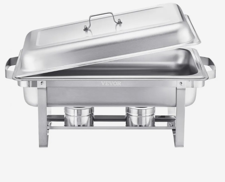 Nerezový cateringovej ohrievač Chafing– súprava 6 ks, obdĺžnikový, 6x 7,5 l, strieborný – Obrázok 3