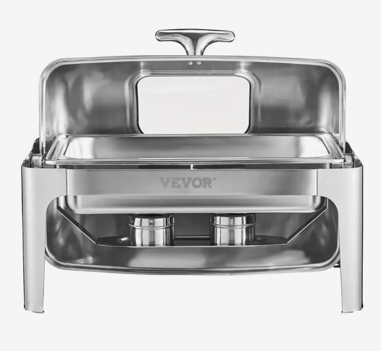 Nerezový cateringovej ohrievač Chafing – súprava 2 ks, obdĺžnikový, s priezorom, 2x 3,9 l, klasický
