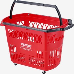 Plastový košík – nákupné košíky, balenie 6 ks, 39l, na kolieskach