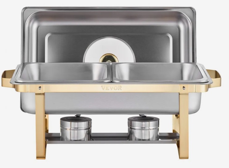 Nerezový cateringovej ohrievač Chafing – súprava 4 ks, obdĺžnikový, s priezorom, 4x 4 l, klasický – Obrázok 2