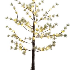 Vianočný strom – Borovica, MagicHome, 48 LED teplá biela, jednoduché svietenie, zasnežený, 120 cm