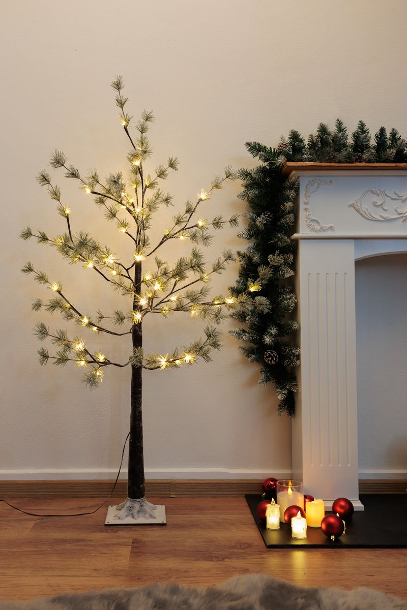 Vianočný strom – Borovica, MagicHome, 48 LED teplá biela, jednoduché svietenie, zasnežený, 120 cm – Obrázok 2