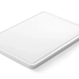 Klasická doska na krájanie s drážkou – HENDI, biela, 355 x 250 x 15 mm