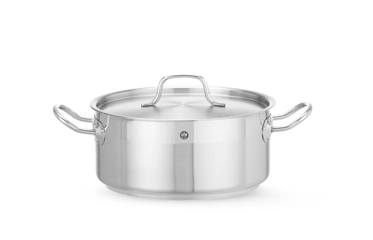 Profesionálny nízky hrniec – s pokrievkou, HENDI Profi Line, 4,8 l, ⌀240 x 105 mm