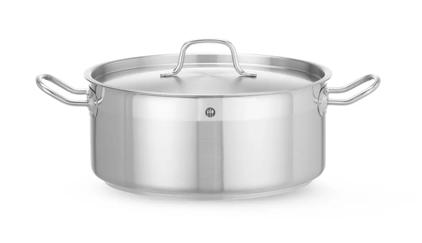 Profesionálny nízky hrniec – s pokrievkou, HENDI Profi Line, 12 l, ⌀320 x 150 mm