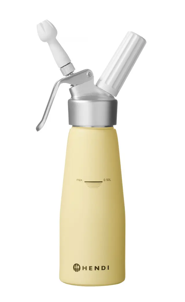 Štandardná fľaša na šľahačku – HENDI, 0,5 l, pastelovo žltá, ⌀80 x 260 mm
