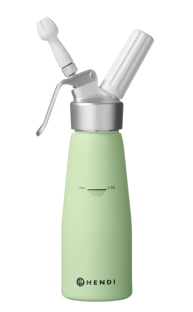 Štandardná fľaša na šľahačku – HENDI, 0,5 l, pastelovo zelená, ⌀80 x 260 mm