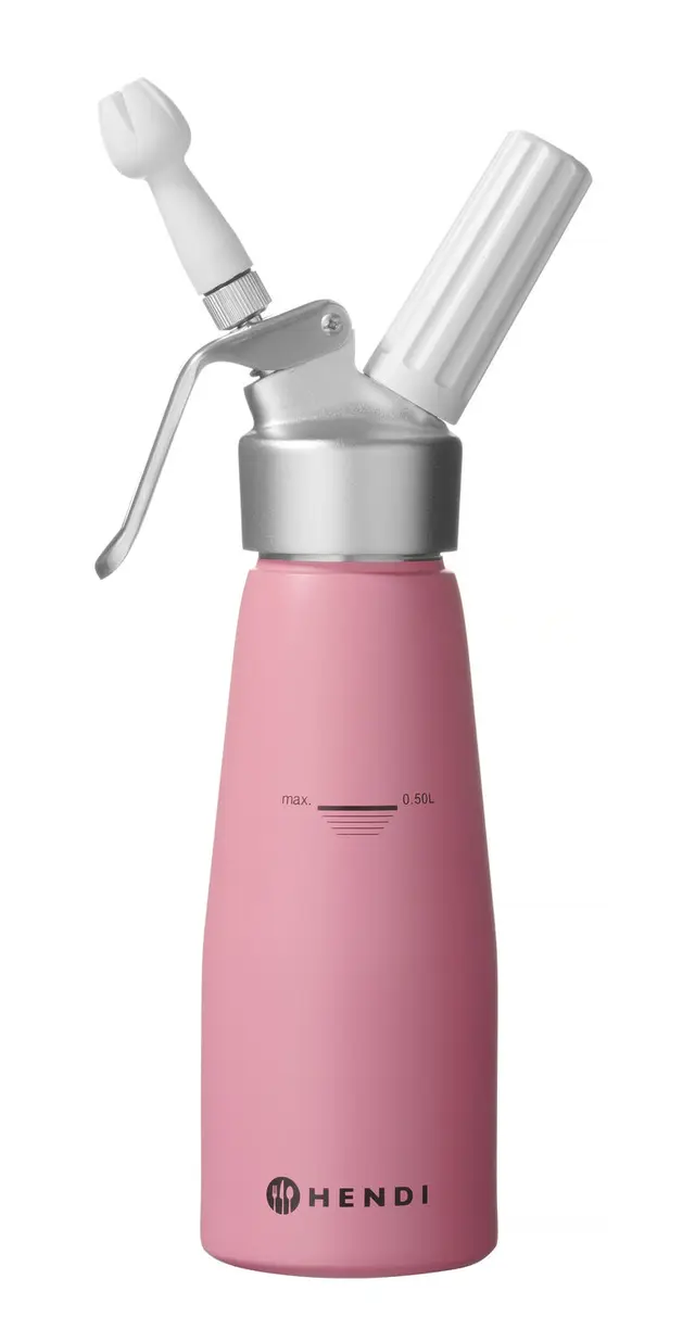 Štandardná fľaša na šľahačku – HENDI, 0,5 l, pastelovo ružová, ⌀80 x 260 mm