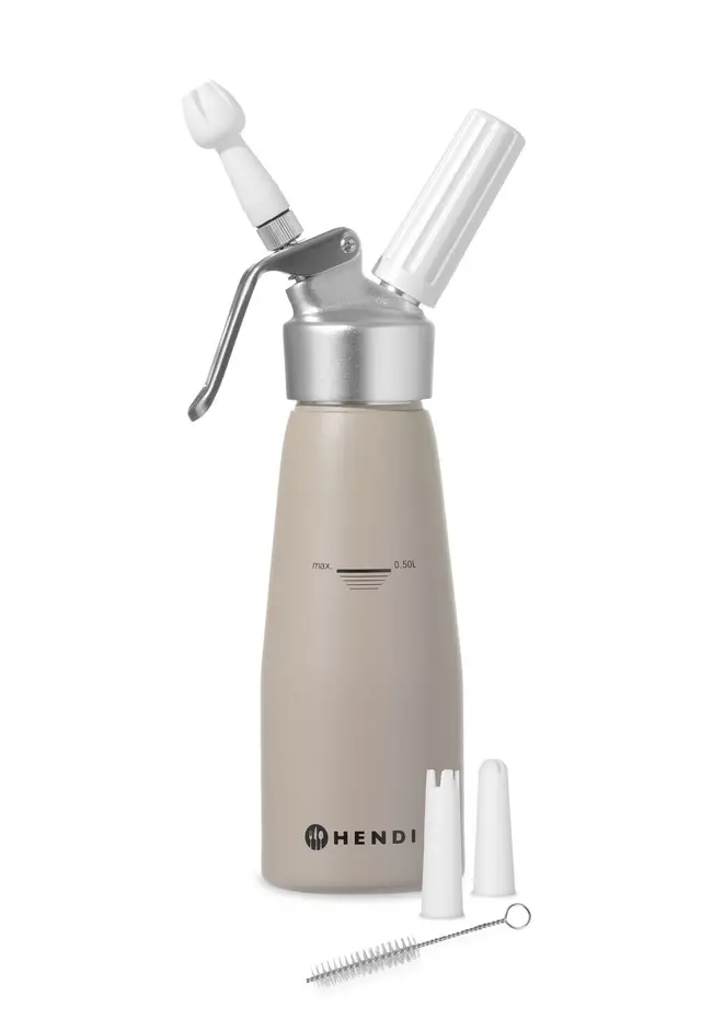 Štandardná fľaša na šľahačku – HENDI, 0,5 l, taupe, ⌀80 x 260 mm – Obrázok 2