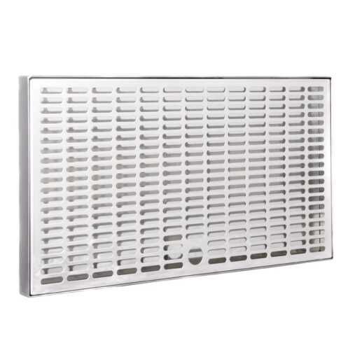 Odkvapová miska na nápoje – Lindr, nerezová oceľ, univerzálna veľká, rozmery 400 x 220 x 20 mm