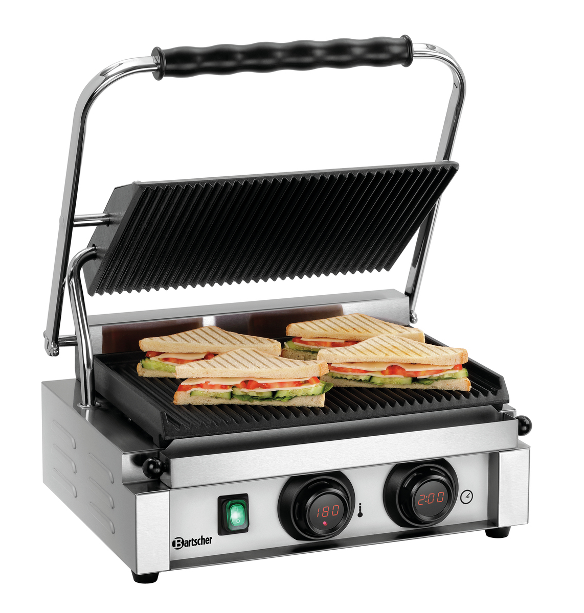 Bartscher Panini-MDI kontaktný gril, ryhovaný plochy, 1 zóna