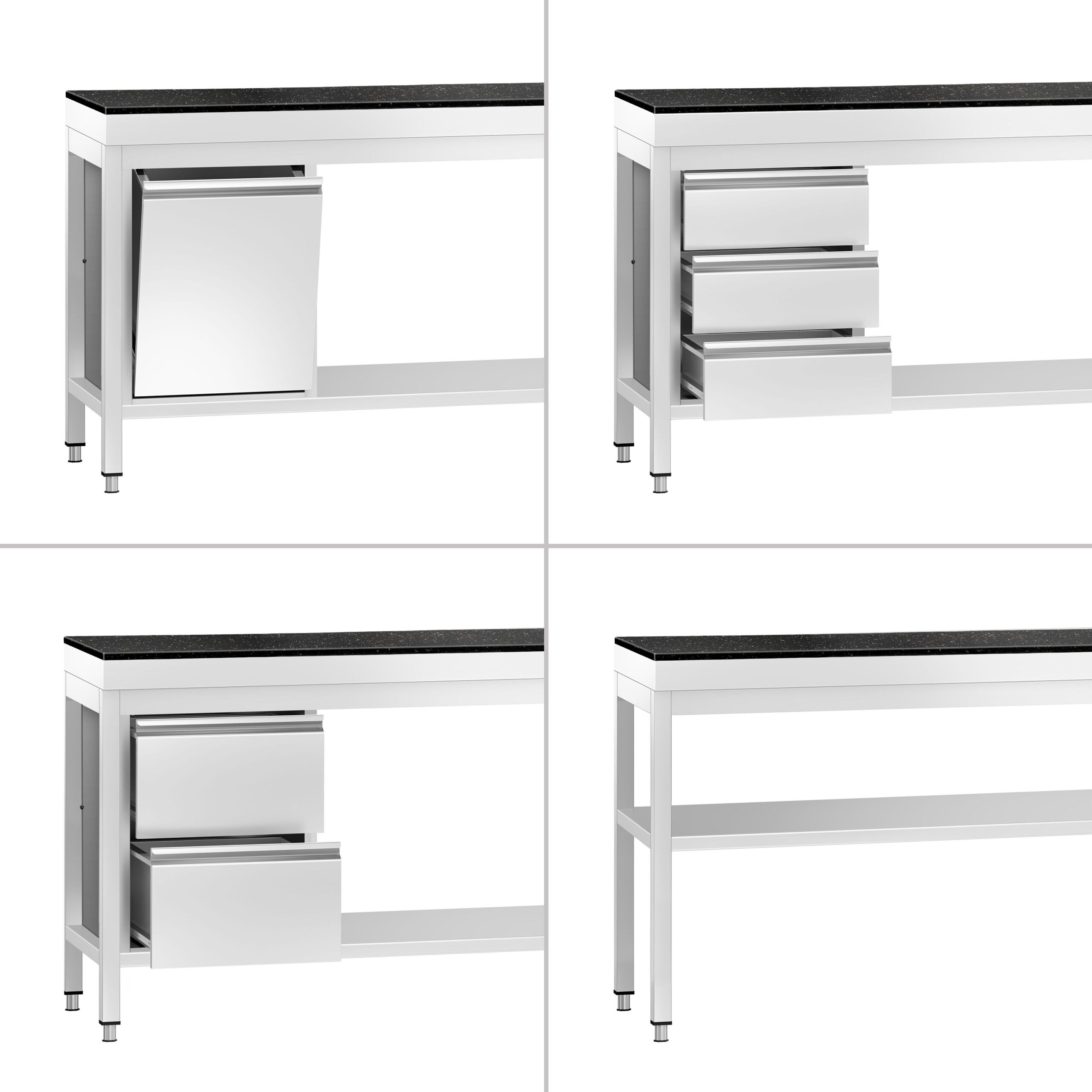 Nerezový stôl – prémiový pracovný, PREMIUM, 1800x700 mm, so základnou policou, vrátane žulovej pracovnej dosky – Obrázok 6