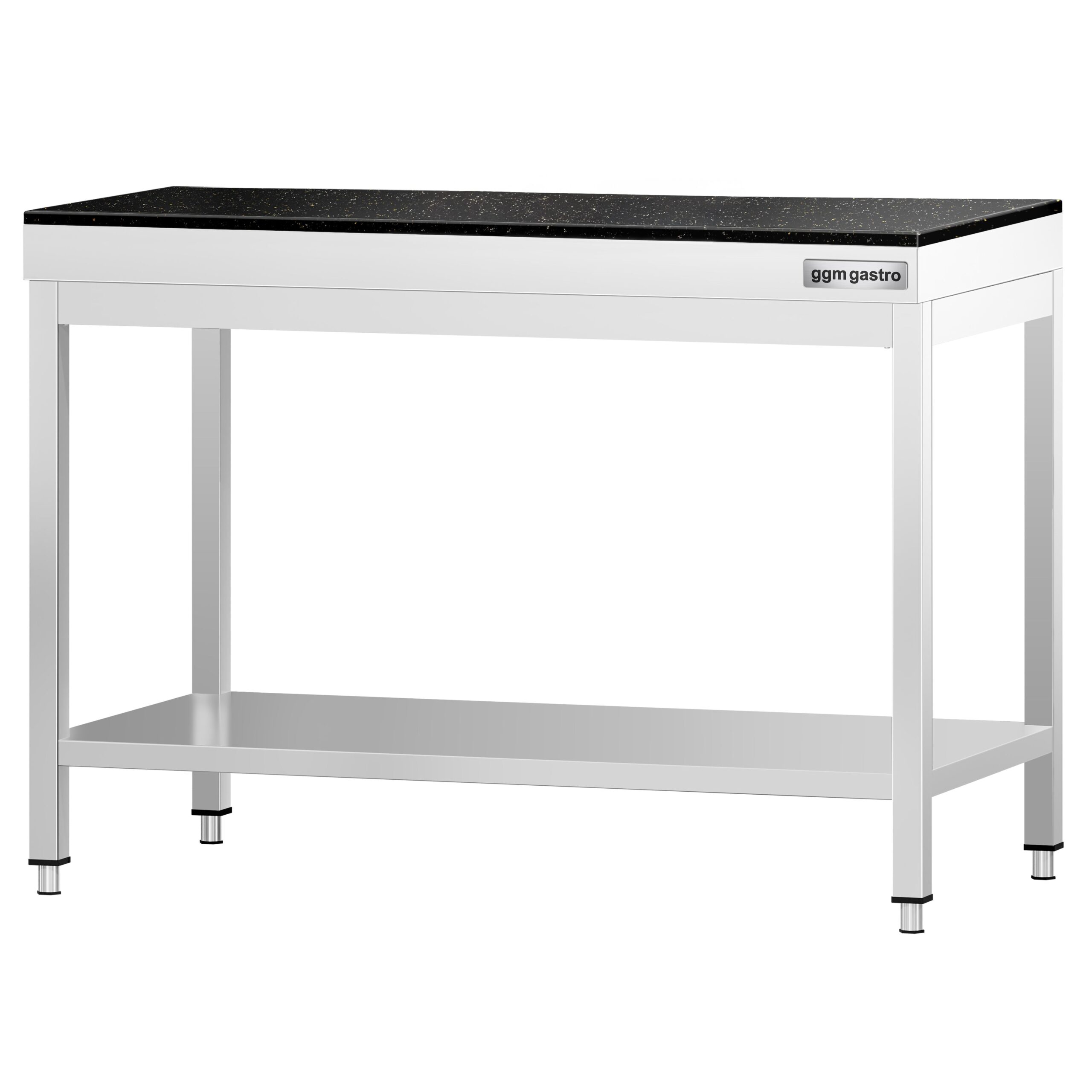 Nerezový stôl – prémiový pracovný, PREMIUM, 1200x600 mm, so základnou policou, vrátane žulovej pracovnej dosky – Obrázok 3