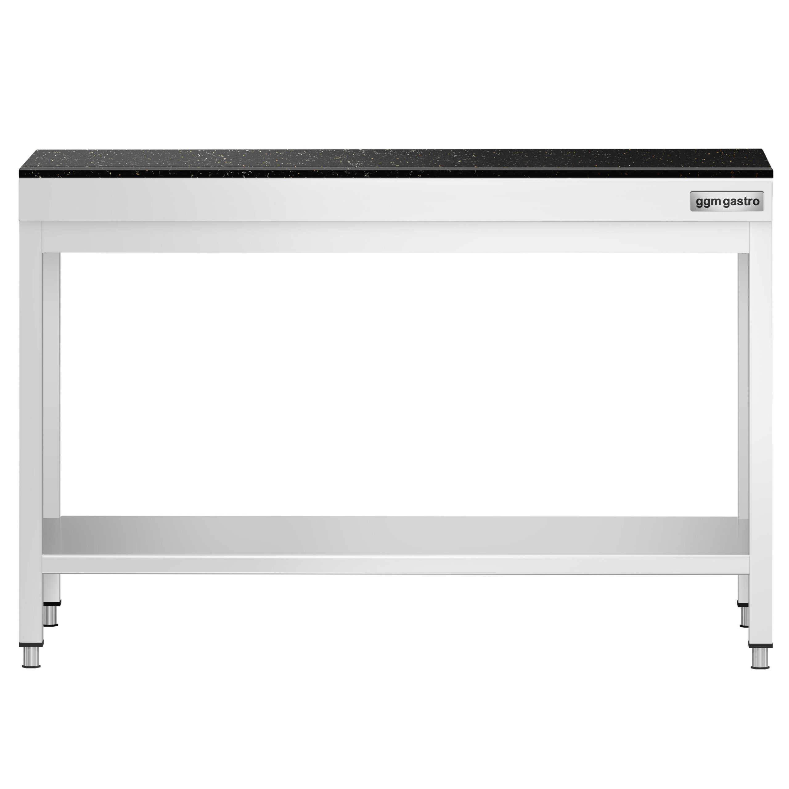 Nerezový stôl – prémiový pracovný, PREMIUM, 1400x600 mm, so základnou policou, vrátane žulovej pracovnej dosky – Obrázok 2