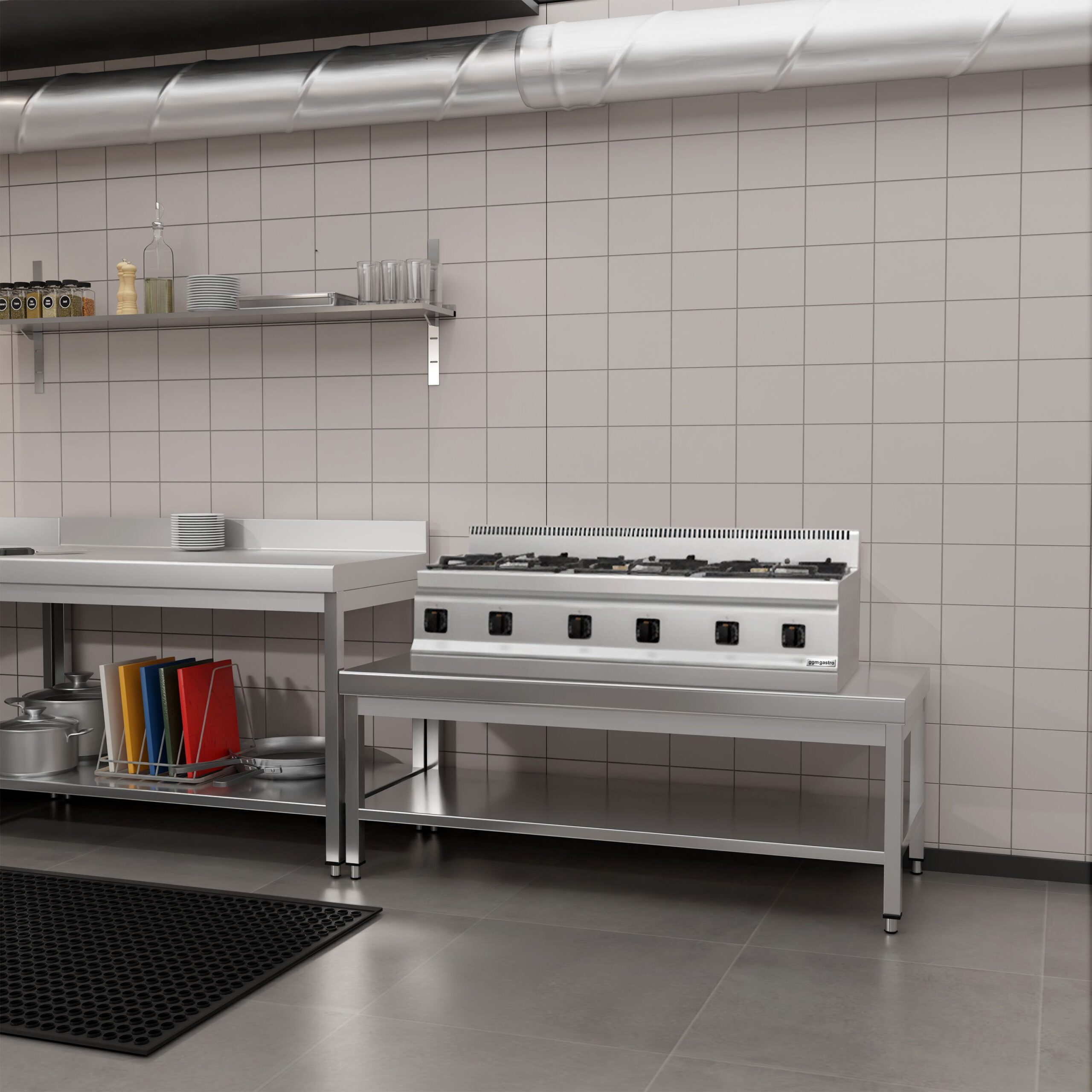 Nerezový podpultový stôl – so základnou policou, rozmer 1600 x 600 mm – Obrázok 3