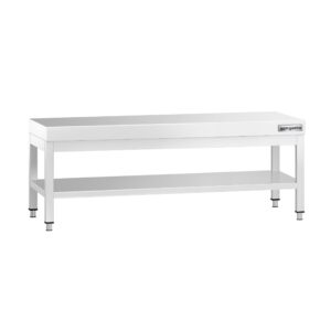 Nerezový podpultový stôl – so základnou policou, rozmer 1400 x 600 mm