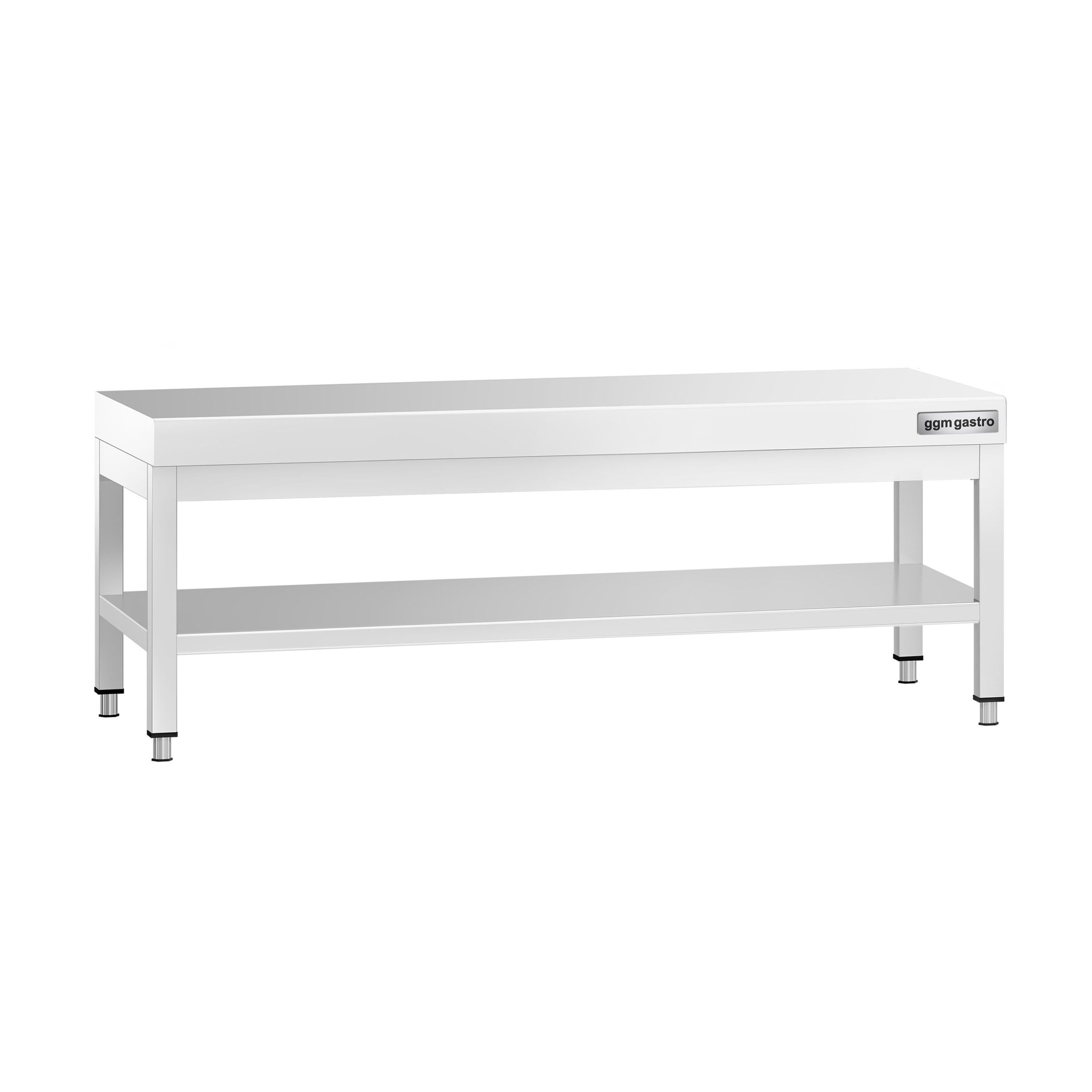 Nerezový podpultový stôl – so základnou policou, rozmer 1400 x 600 mm