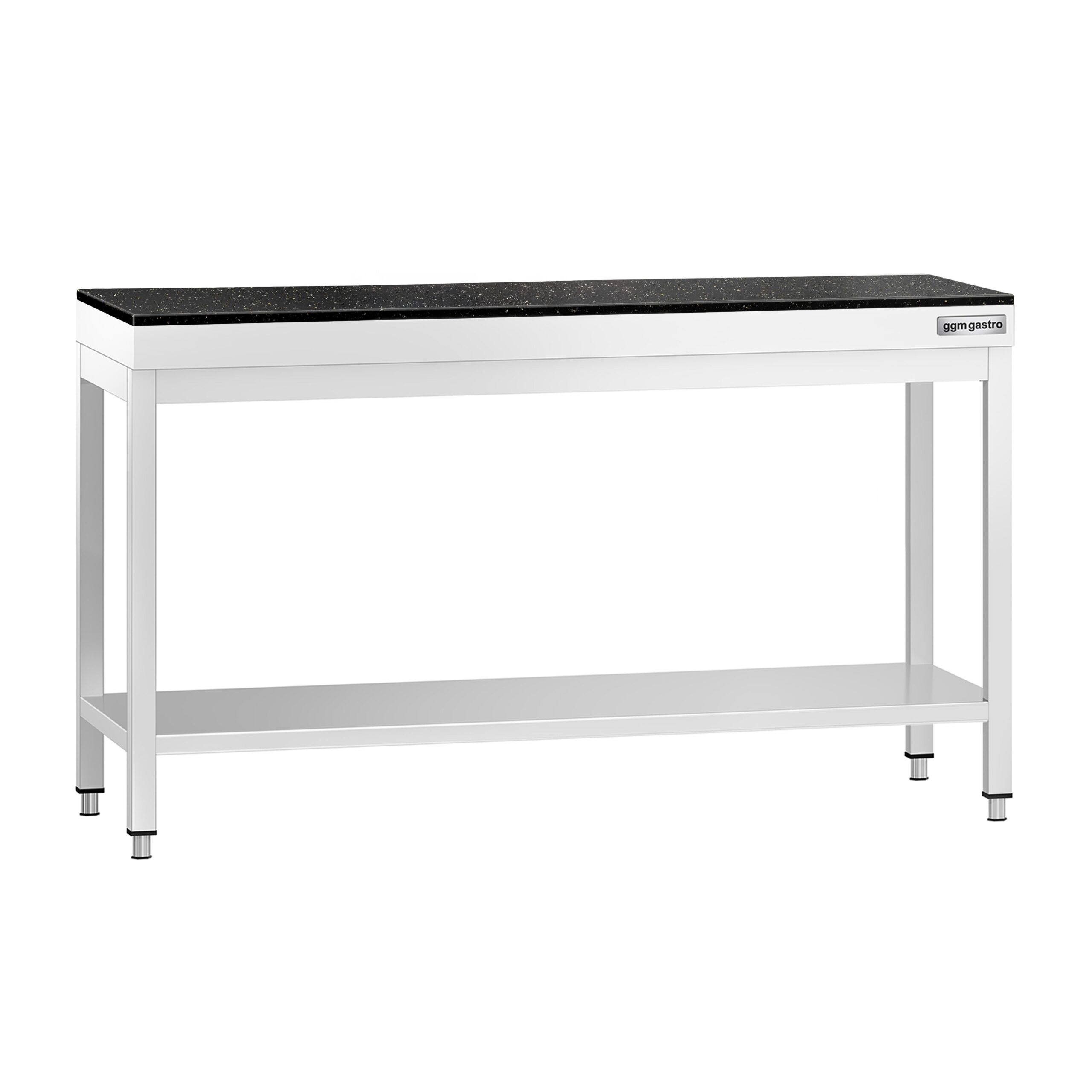 Nerezový stôl – prémiový pracovný, PREMIUM, 1500x600 mm, so základnou policou, vrátane žulovej pracovnej dosky – Obrázok 2