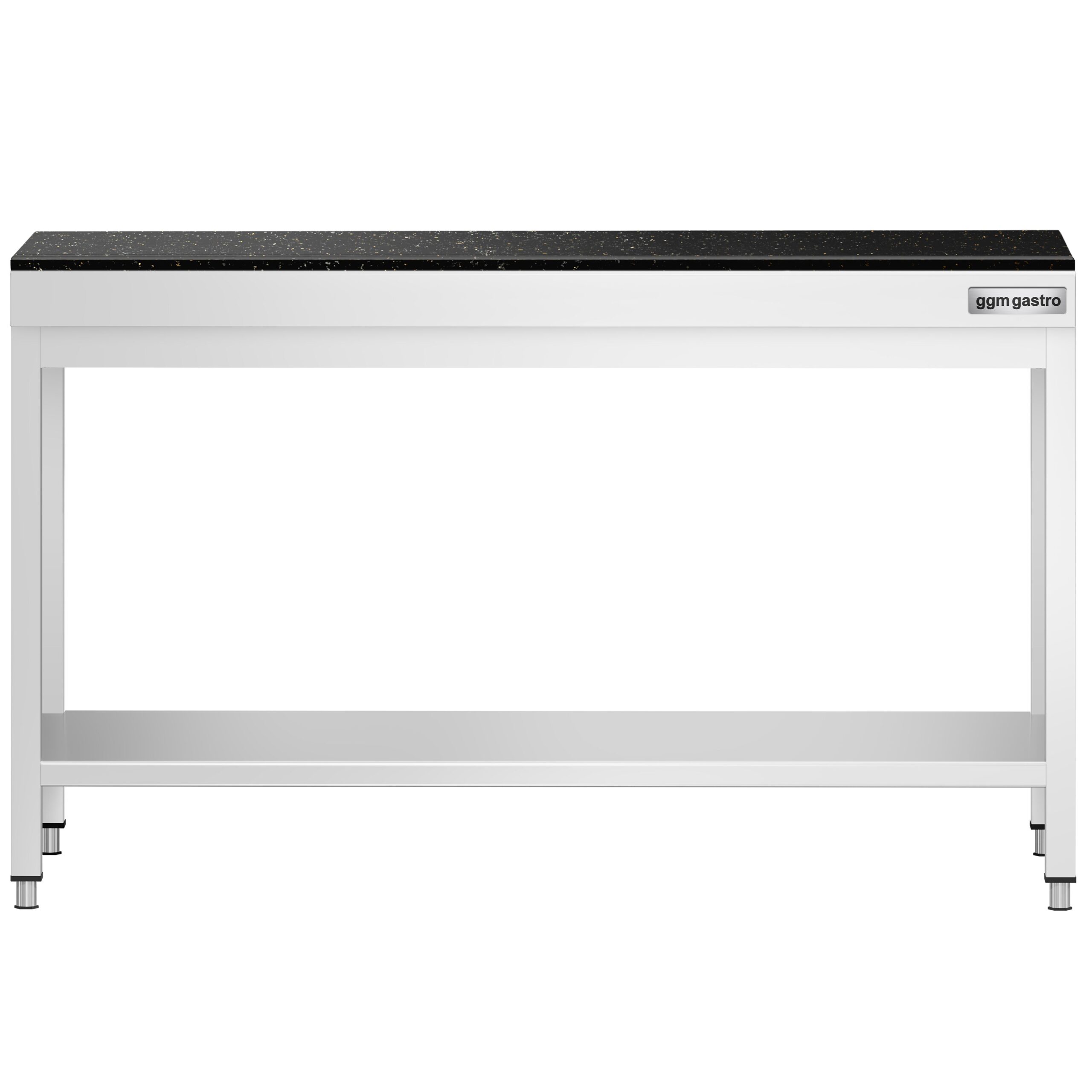 Nerezový stôl – prémiový pracovný, PREMIUM, 1400x700 mm, so základnou policou, vrátane žulovej pracovnej dosky – Obrázok 2