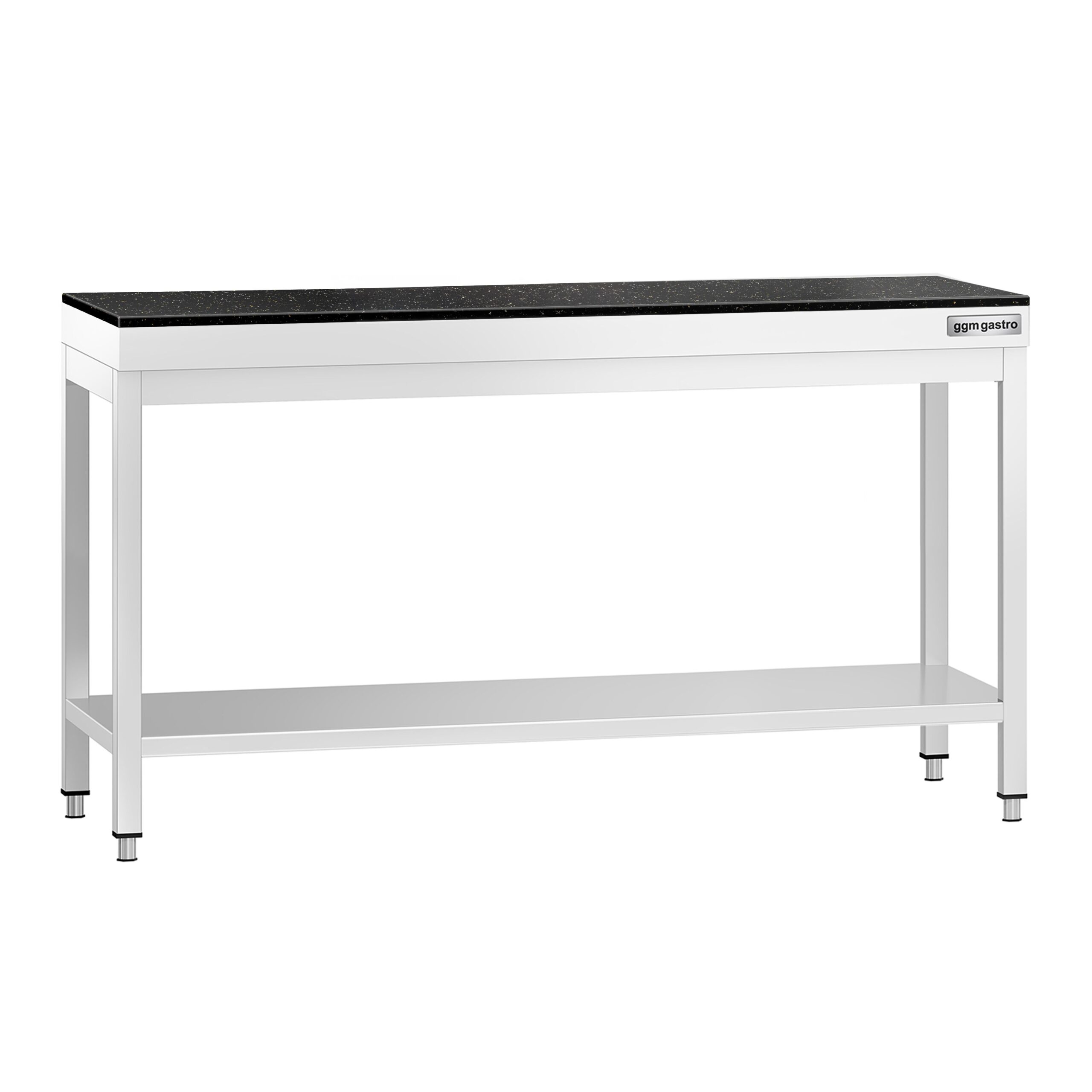 Nerezový stôl – prémiový pracovný, PREMIUM, 1600x600 mm, so základnou policou, vrátane žulovej pracovnej dosky – Obrázok 2