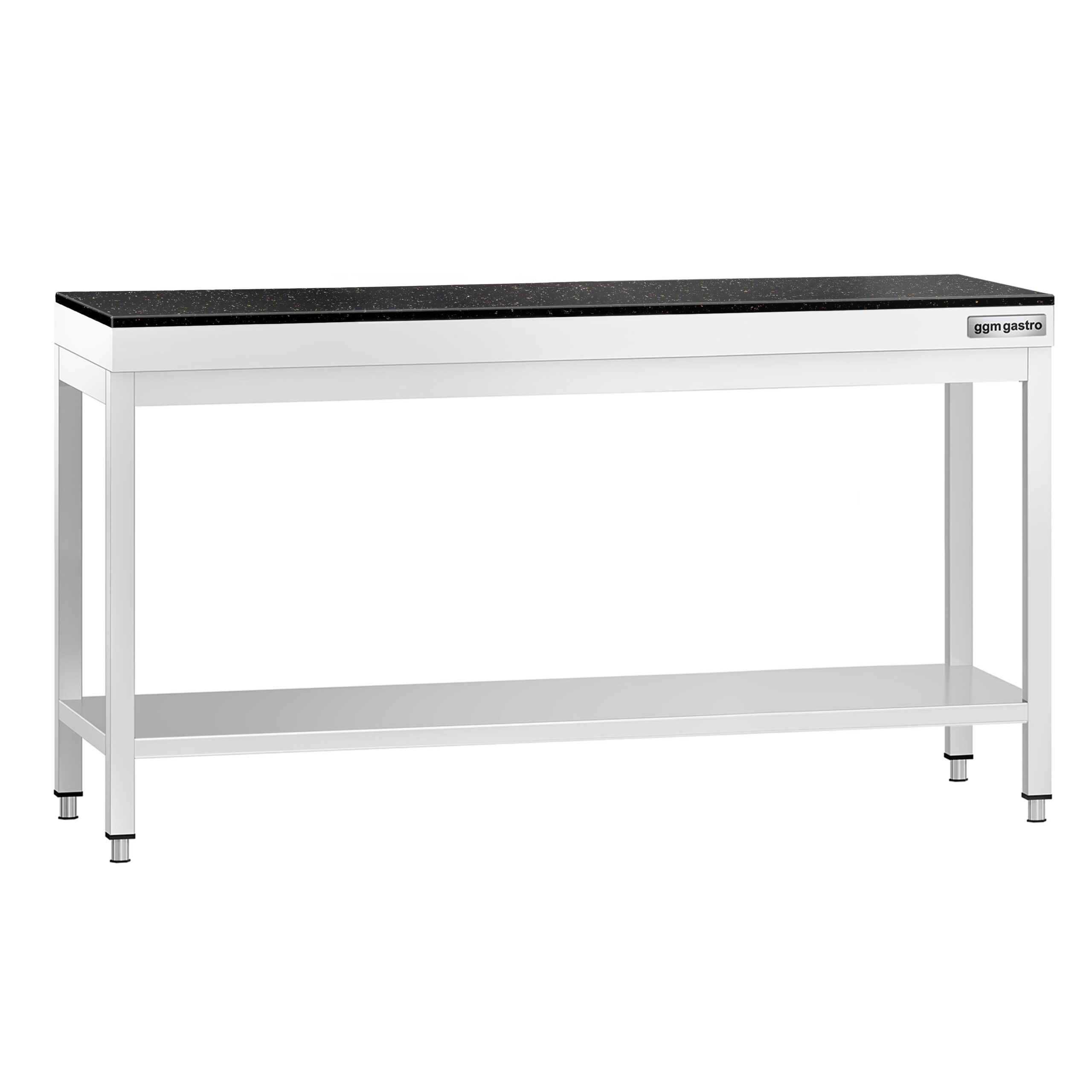 Nerezový stôl – prémiový pracovný, PREMIUM, 1200x800 mm, so základnou policou, vrátane žulovej pracovnej dosky – Obrázok 2