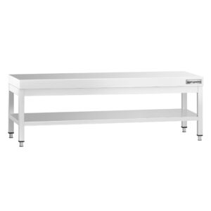 Nerezový podpultový stôl – so základnou policou, rozmer 1400 x 700 mm