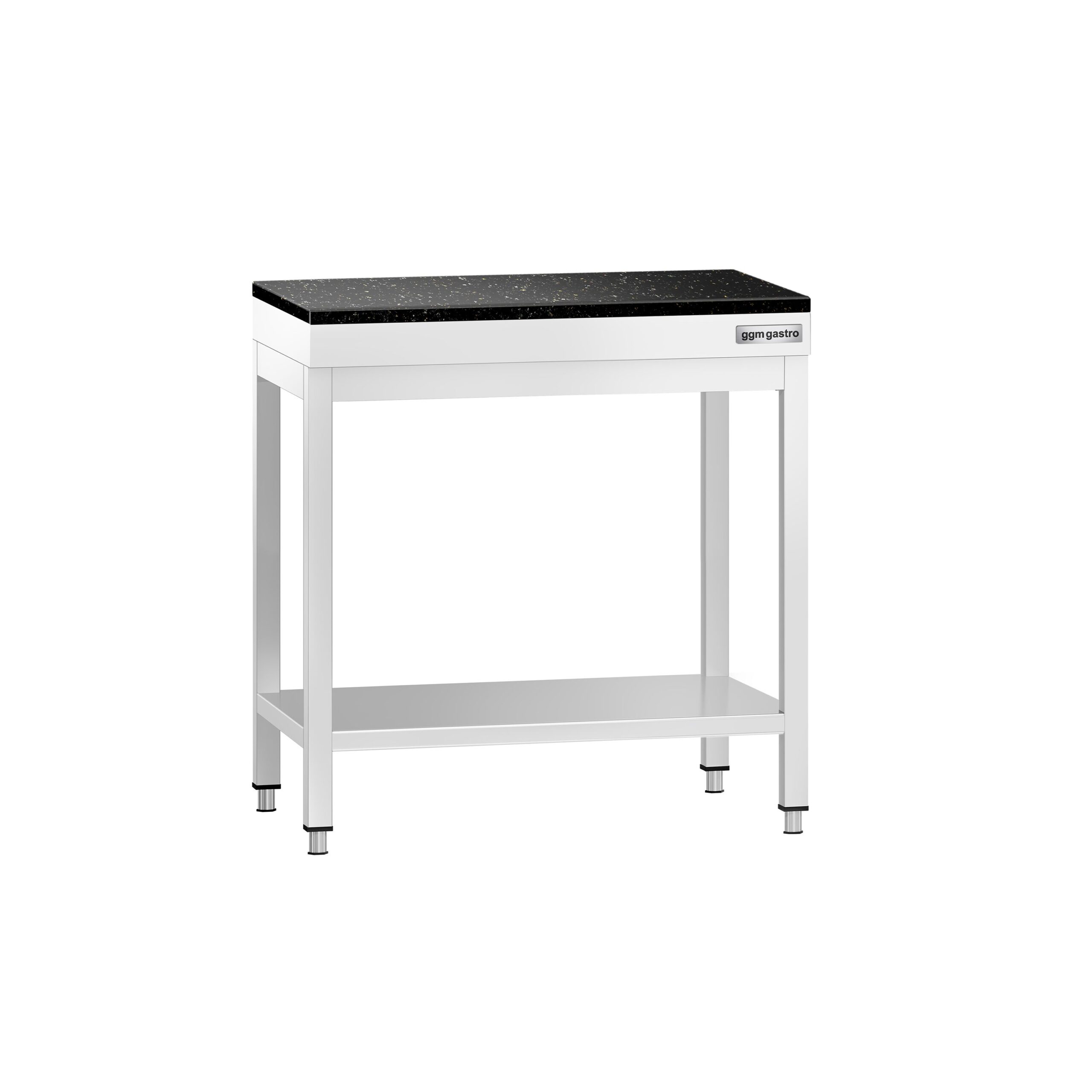 Nerezový stôl – prémiový pracovný, PREMIUM, 600x600 mm, so základnou poličkou, vrátane žulovej pracovnej dosky – Obrázok 5