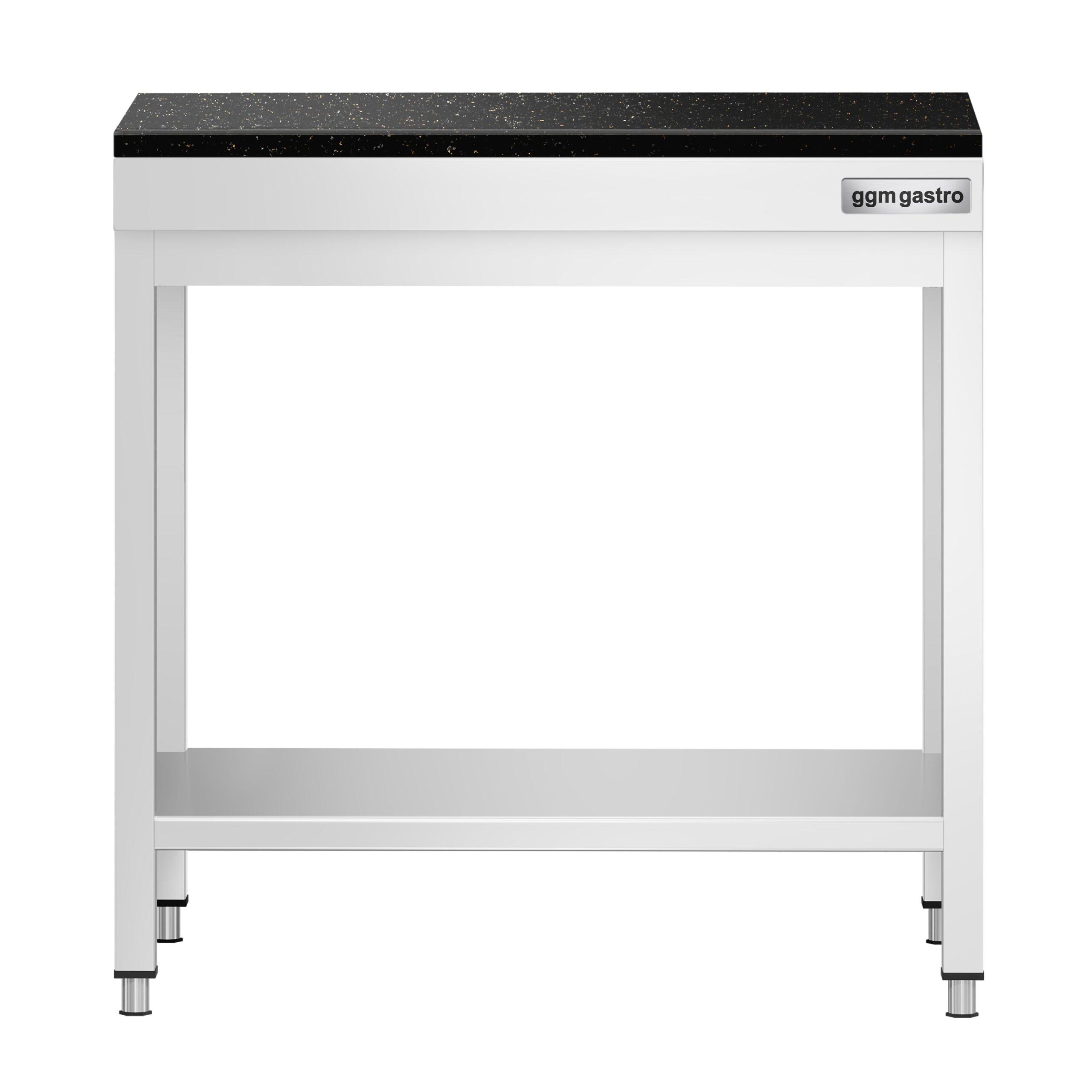 Nerezový stôl – prémiový pracovný, PREMIUM, 600x600 mm, so základnou poličkou, vrátane žulovej pracovnej dosky – Obrázok 3