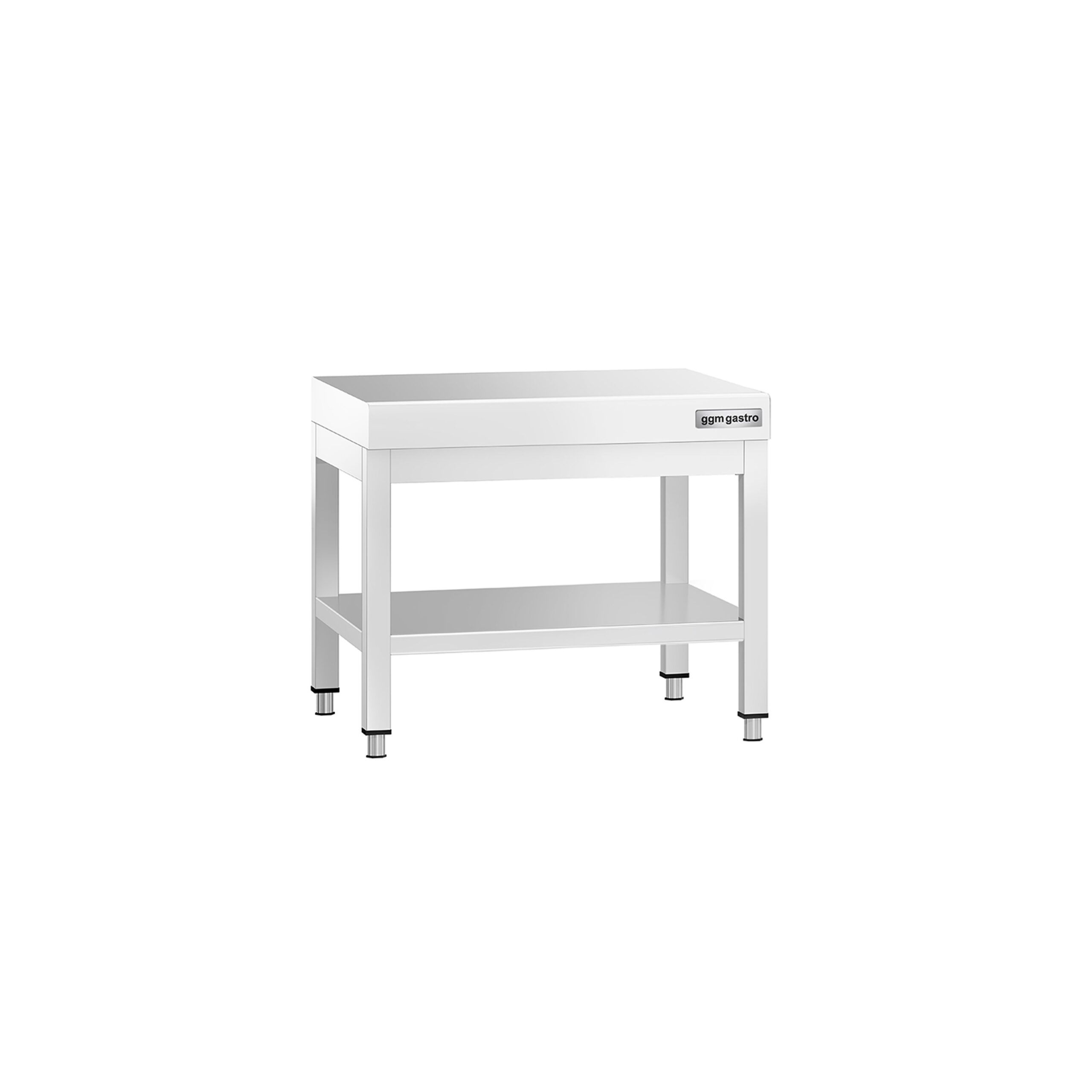 Nerezový podpultový stôl – so základnou policou, rozmer 600 x 600 mm