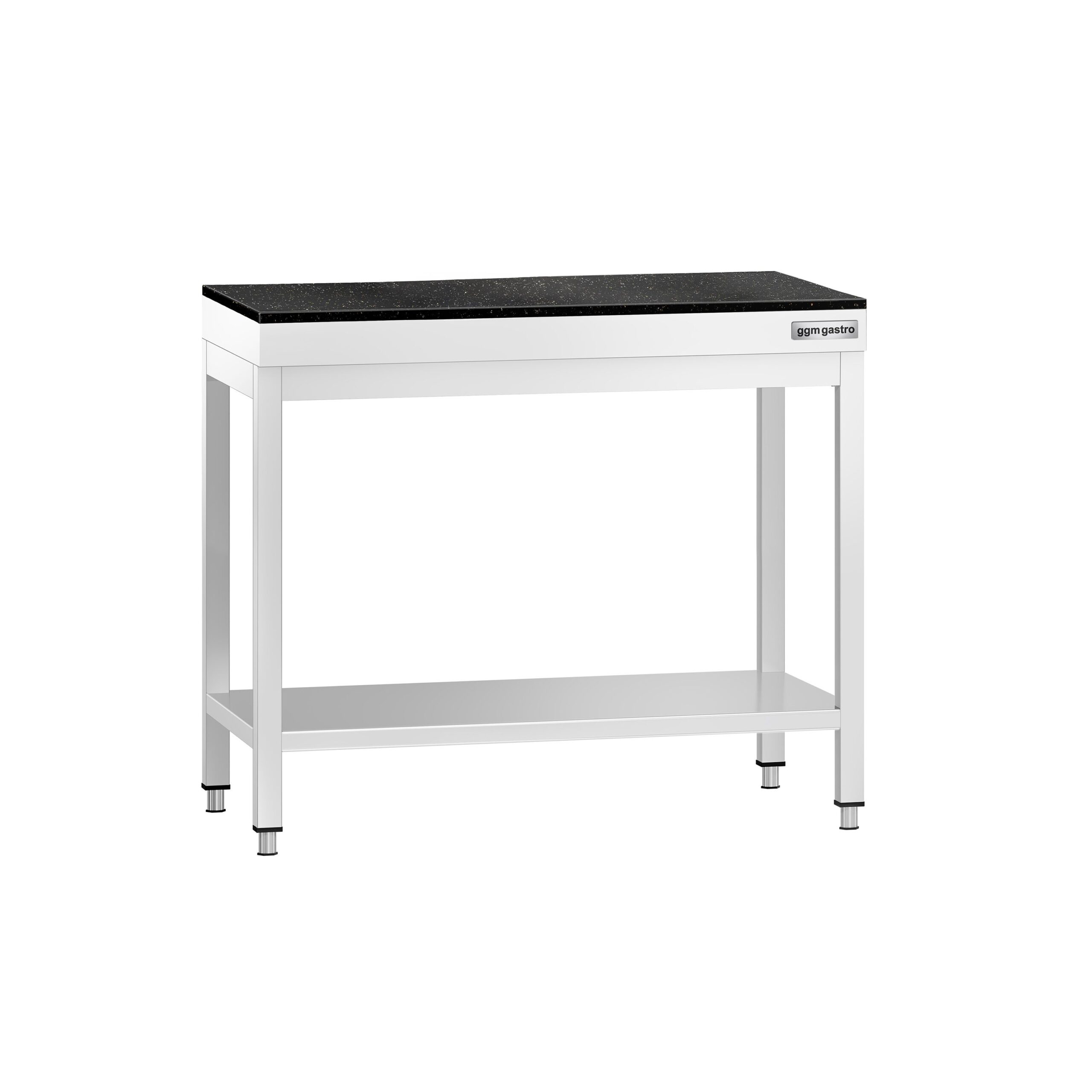 Nerezový stôl – prémiový pracovný, PREMIUM, 800x600 mm, so základnou poličkou, vrátane žulovej pracovnej dosky – Obrázok 2