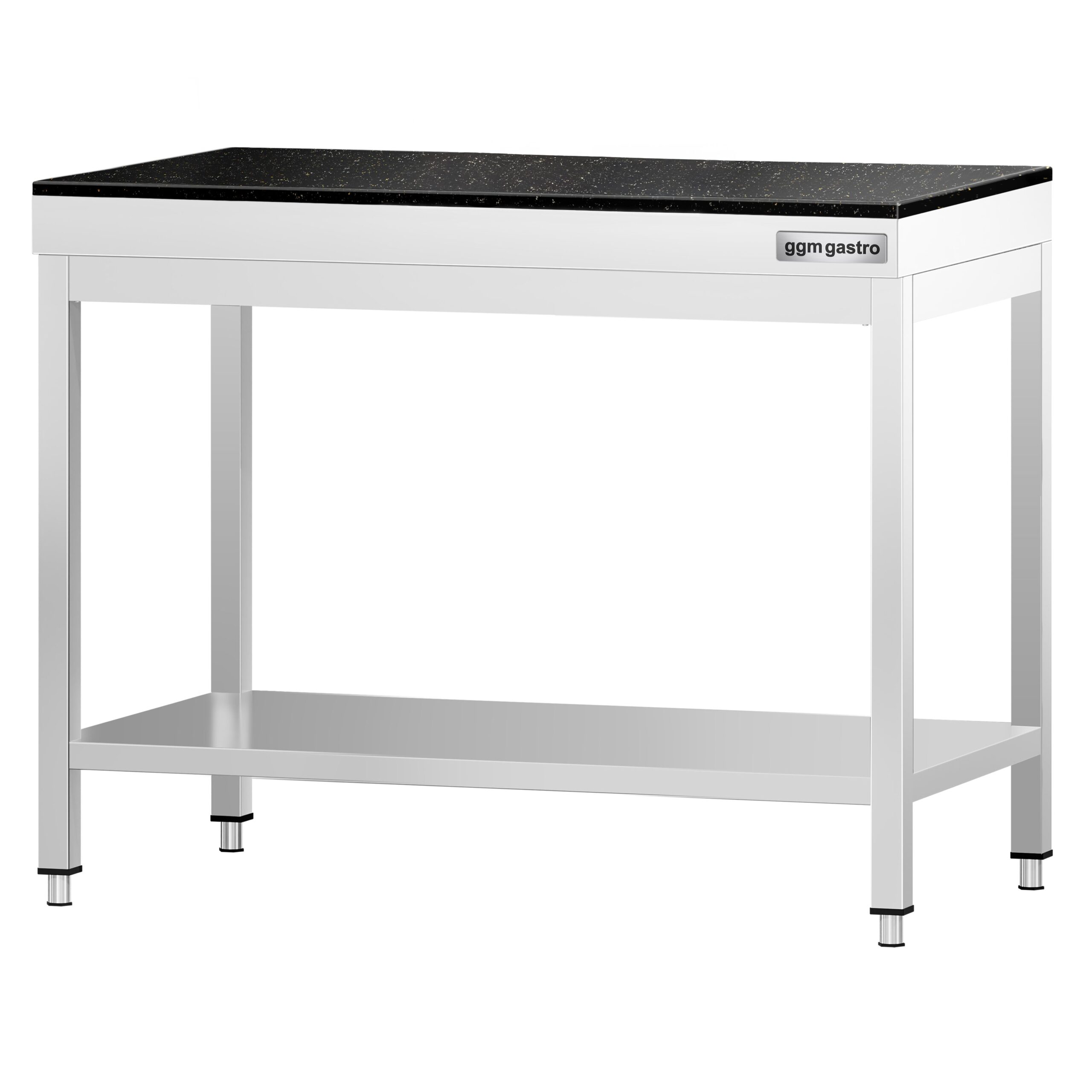 Nerezový stôl – prémiový pracovný, PREMIUM, 1000x700 mm, so základnou policou, vrátane žulovej pracovnej dosky – Obrázok 3