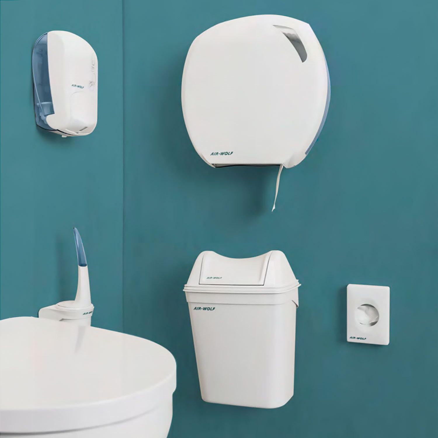 Plastový držiak toaletnej kefy AIR-WOLF - uzavretý model, ABS plast, biely – Obrázok 2