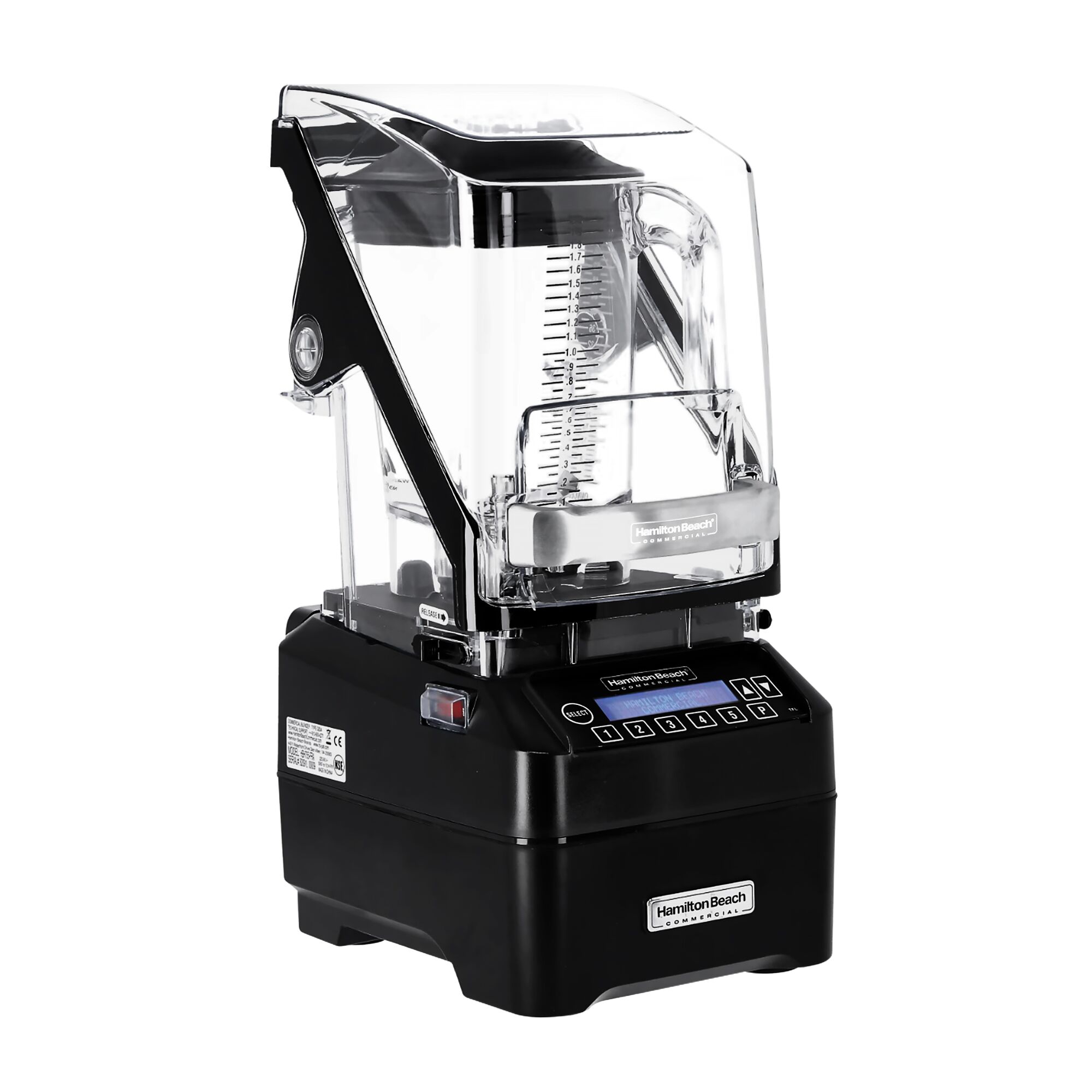 Profesionálny barový mixér – HAMILTON BEACH, model Eclipse HBH755R-CE, so zvukovoizolačným krytom, objem 2 litre, výkon 1 kW – Obrázok 4