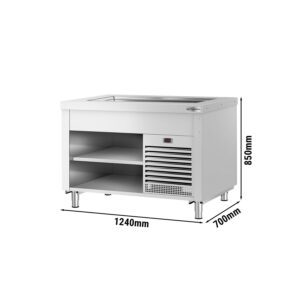 Nerezový studený bufetový pult Kopenhagen – 1240 mm, chladiaca doska