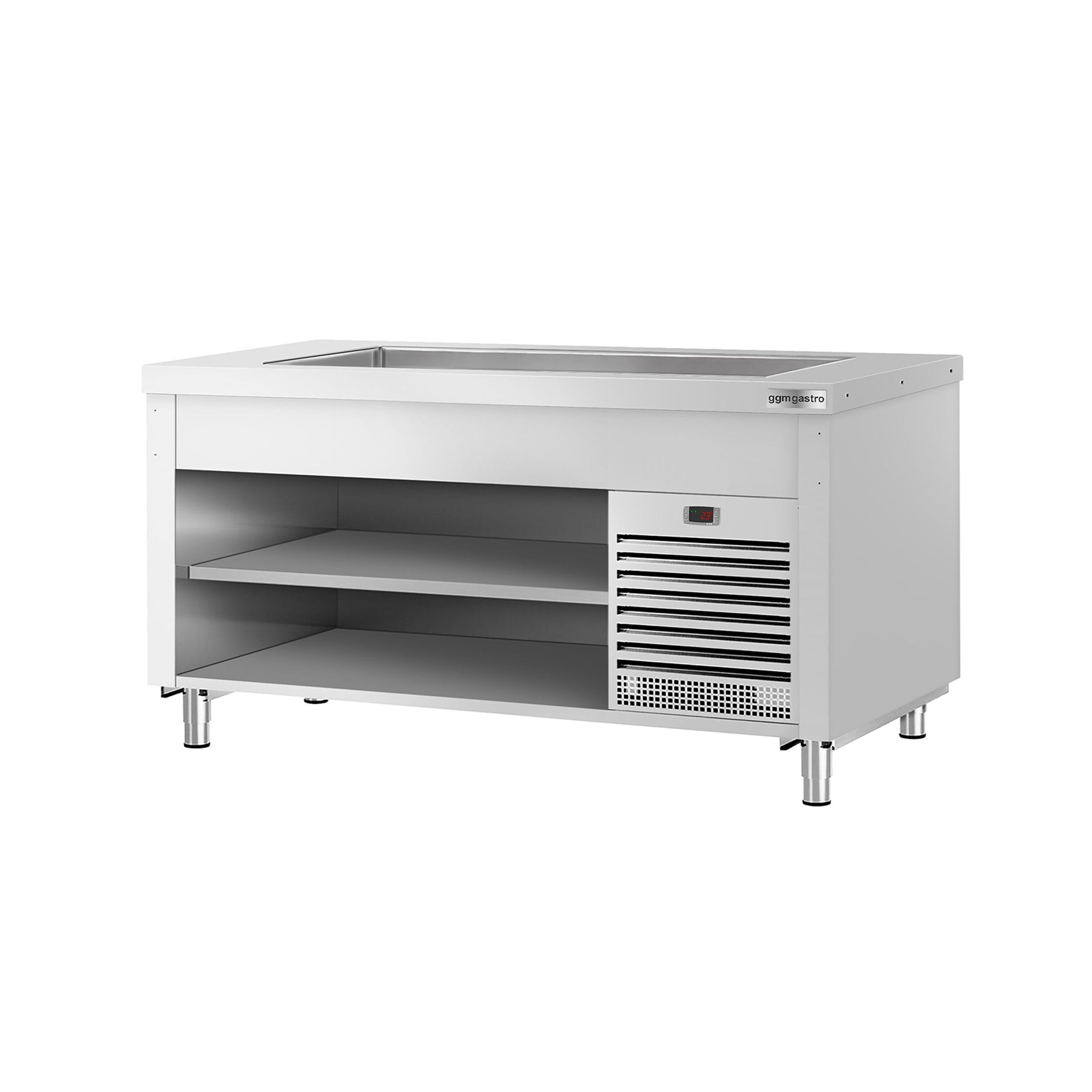 Nerezový studený bufetový pult Kopenhagen – 1560 mm, chladiaca tácka | 4× GN 1/1 – Obrázok 2