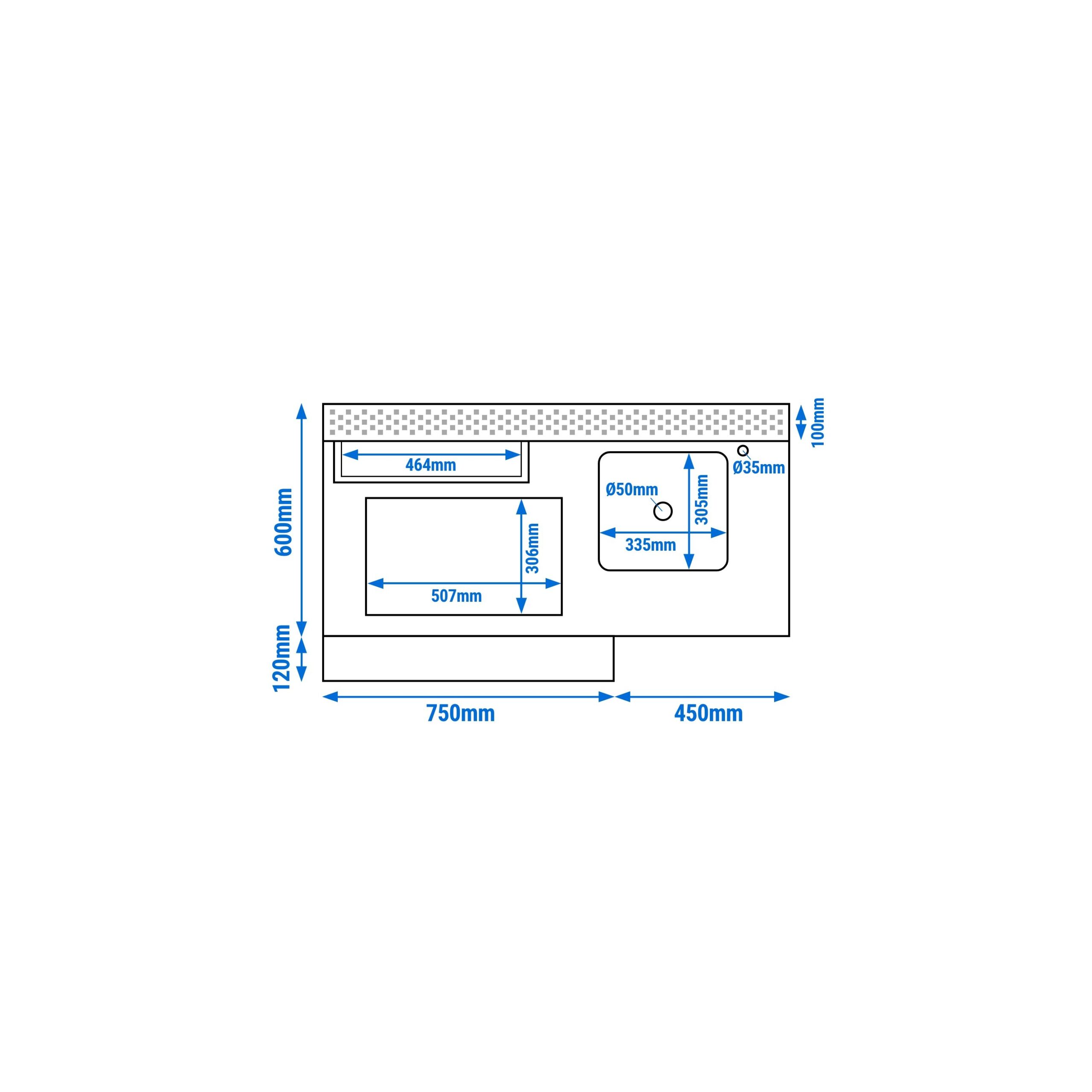 Nerezový stôl na prípravu koktailov — 1200 x 720 mm, s 2 posuvnými dverami – Obrázok 2