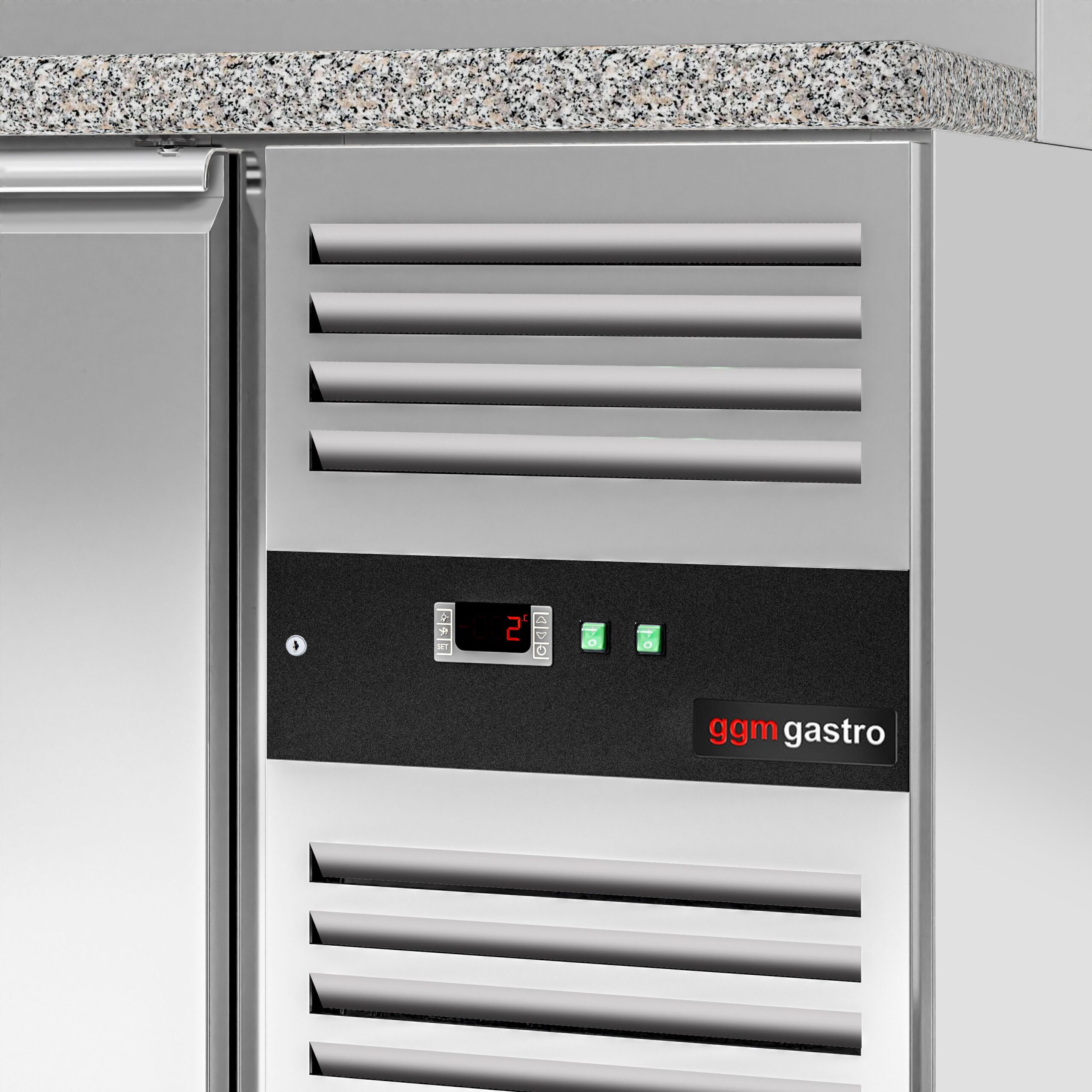 Chladiaca saladeta PREMIUM — šírka 1510 mm, 2x dvierka, sklenená nadstavba, pre 7x GN 1/3 – Obrázok 6