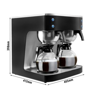 Filtračný kávovar – na filtrovanú kávu, 2x 1,8 l, 4 kW, so 4 platňami, vrátane 2 sklenených kanvíc