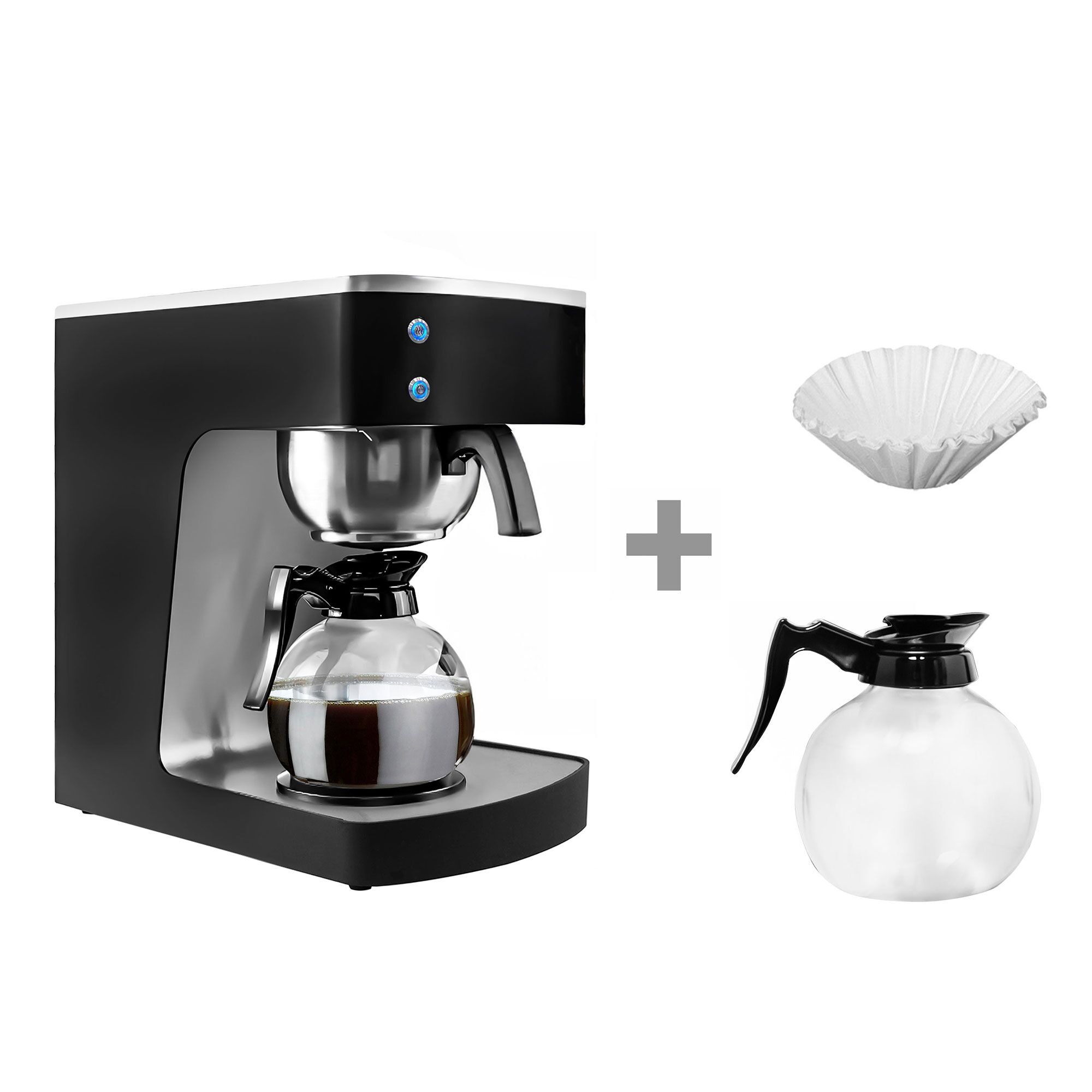 Filtračný kávovar – na filtrovanú kávu, 1,8 l, 2 kW, s 2 platňami, vrátane 2 sklenených kanvíc – Obrázok 3