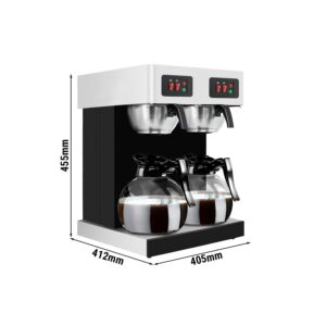 Filtračný kávovar – na filtrovanú kávu, 2x 1,8 l, 4 kW, vrátane 2 sklenených kanvíc