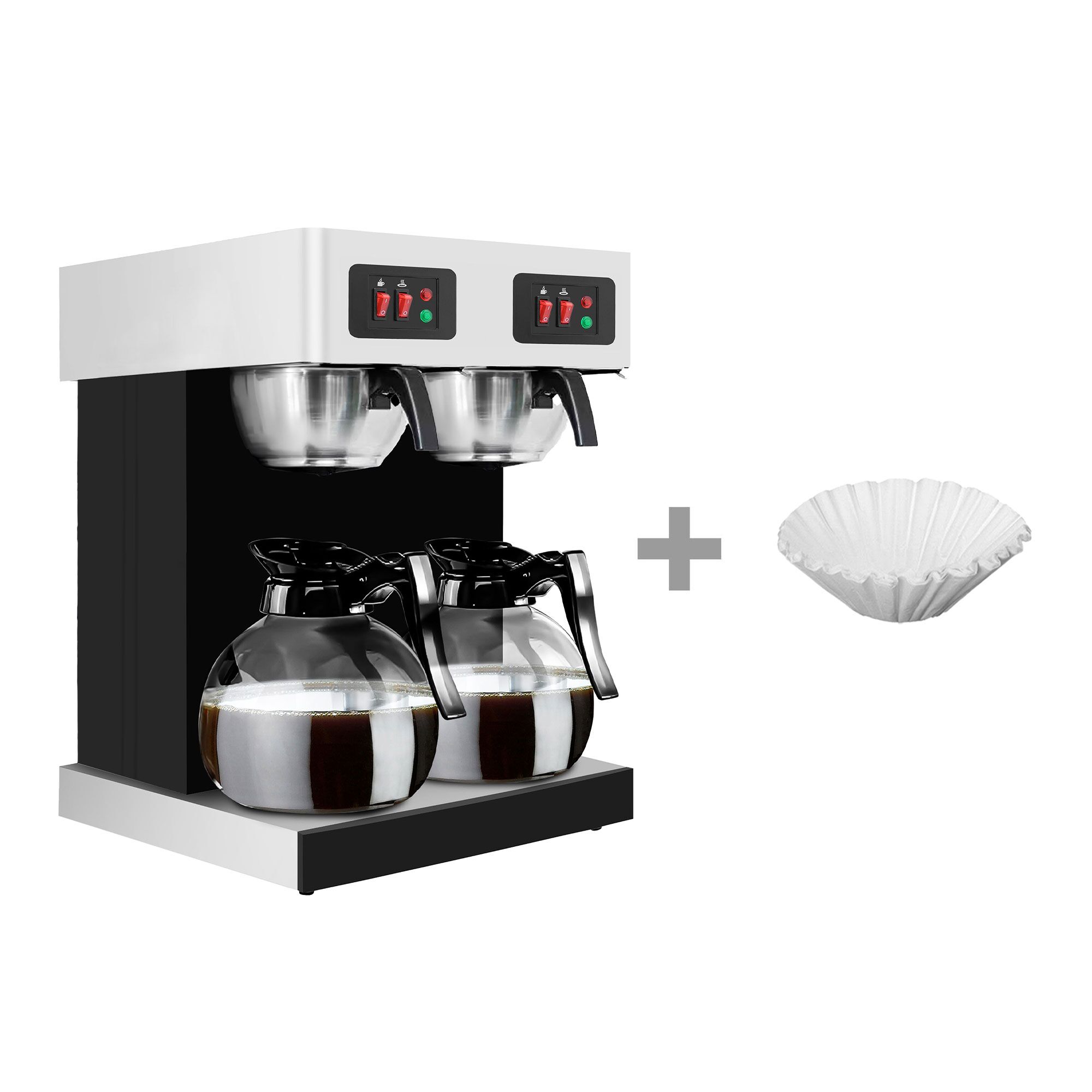 Filtračný kávovar – na filtrovanú kávu, 2x 1,8 l, 4 kW, vrátane 2 sklenených kanvíc – Obrázok 3