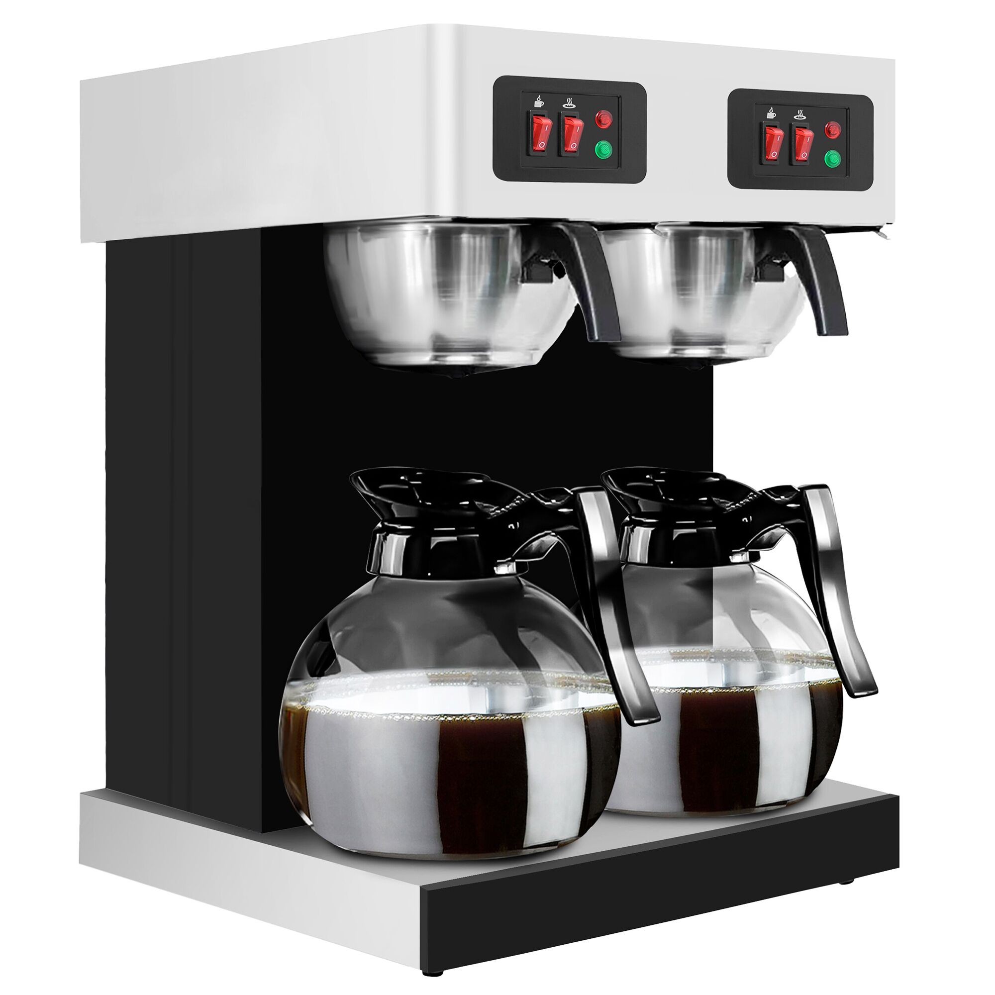 Filtračný kávovar – na filtrovanú kávu, 2x 1,8 l, 4 kW, vrátane 2 sklenených kanvíc – Obrázok 2