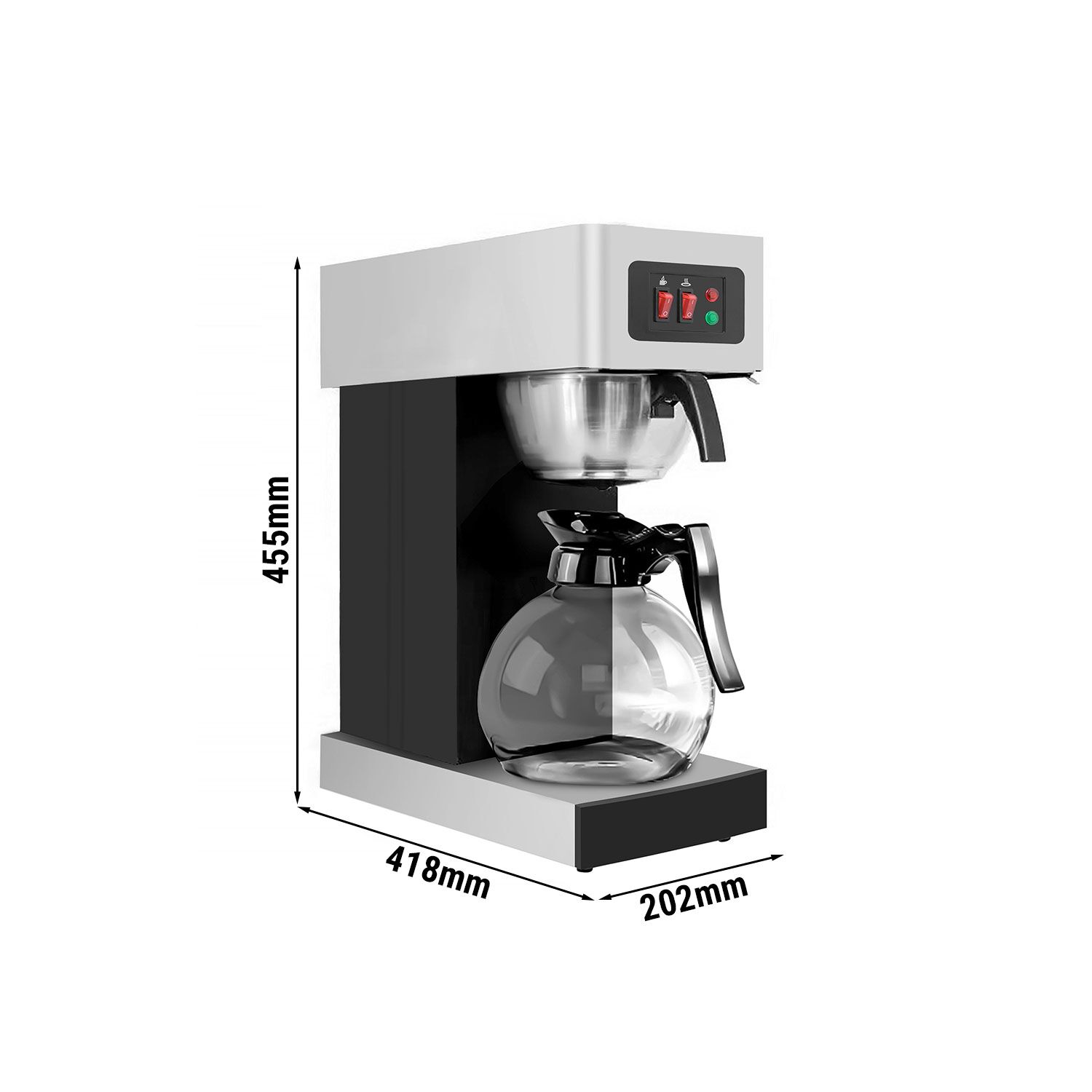 Filtračný kávovar – na filtrovanú kávu, 1,8 l, 2 kW, vrátane 2 sklenených karáf