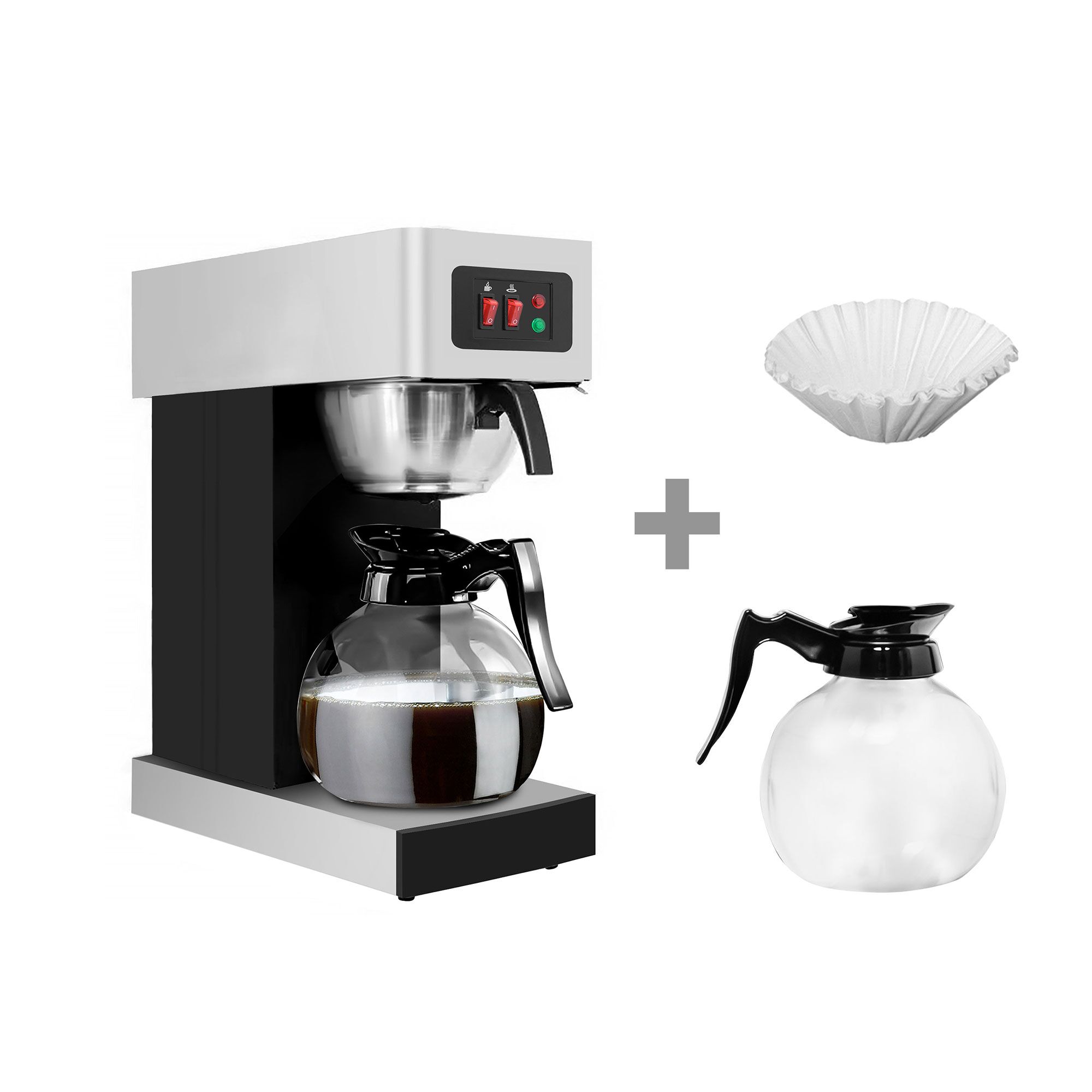 Filtračný kávovar – na filtrovanú kávu, 1,8 l, 2 kW, vrátane 2 sklenených karáf – Obrázok 3